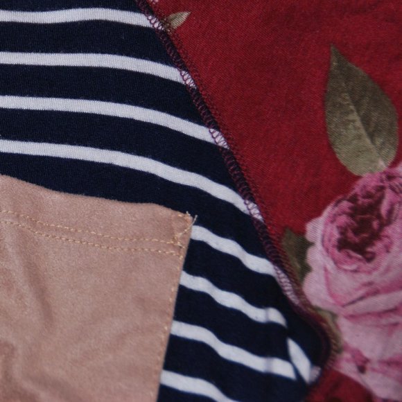 Floral Sleeve Striped Baseball Tee - Picture 4 of 5